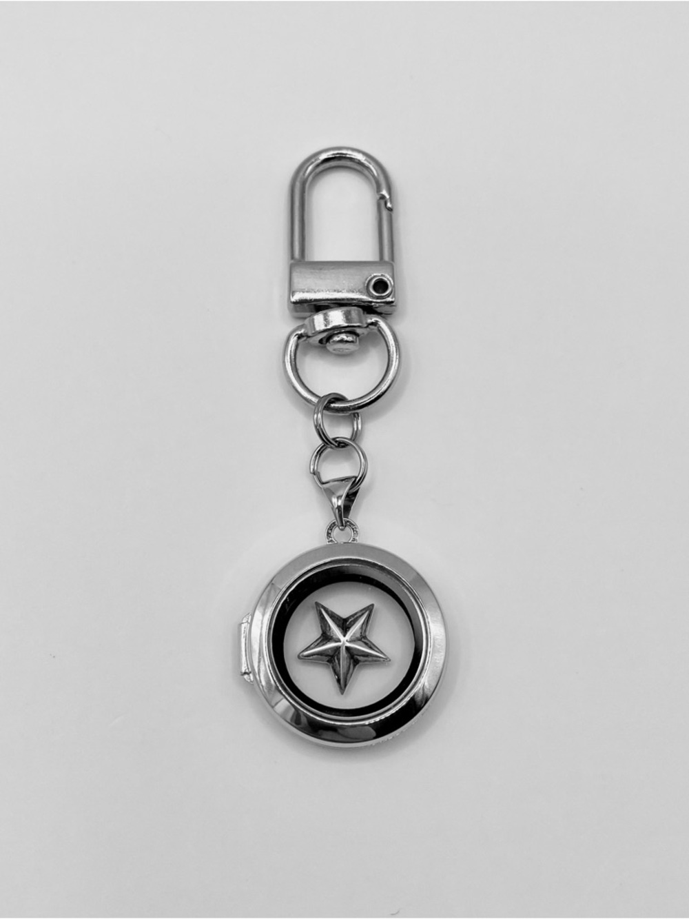 Stainless Steel Glass Floating Locket, Sterling Silver Star Charm, Bag Charm